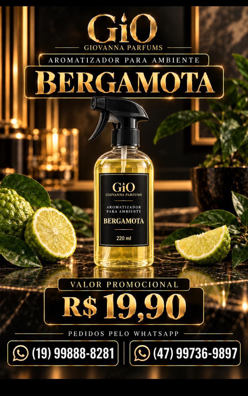 Aromatizador para ambiente Bergamota, 220 ml, da Gio Giovanna Parfums
